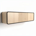 Wandplank van natuurlijk hout met zwarte rand 120 x 30 x 25cm