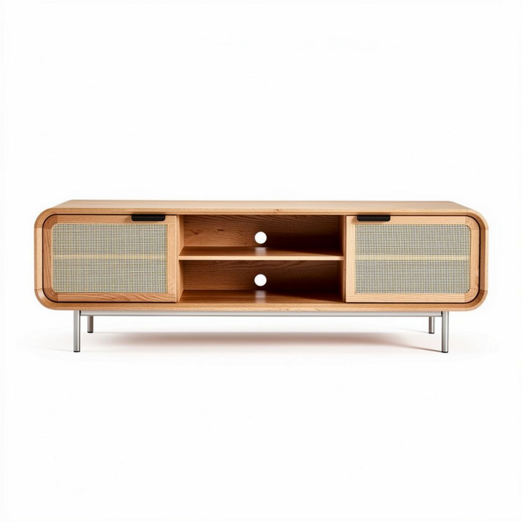 Houten tv-meubel met metalen poten en opbergruimte 120 x 40 x 40cm