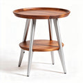 Eikenhouten tafel met zwarte metalen poten 40 x 40 x 45cm