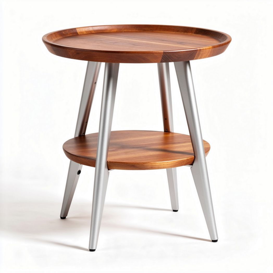 Eikenhouten tafel met zwarte metalen poten 40 x 40 x 45cm