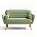 Gestoffeerde loveseat met houten poten in roze ribfluweel 150 x 80 x 75cm