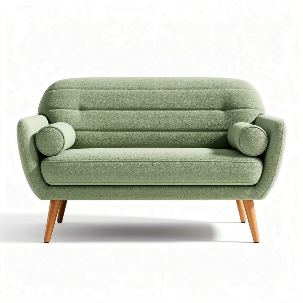 Gestoffeerde loveseat met houten poten in roze ribfluweel 150 x 80 x 75cm