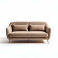 Tweekleurige bank van stof met kussens 186 x 85 x 75cm lichtbruin