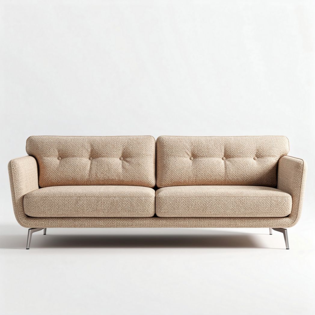 Tweekleurige bank van stof met metalen poten 200 x 90 x 75 cm