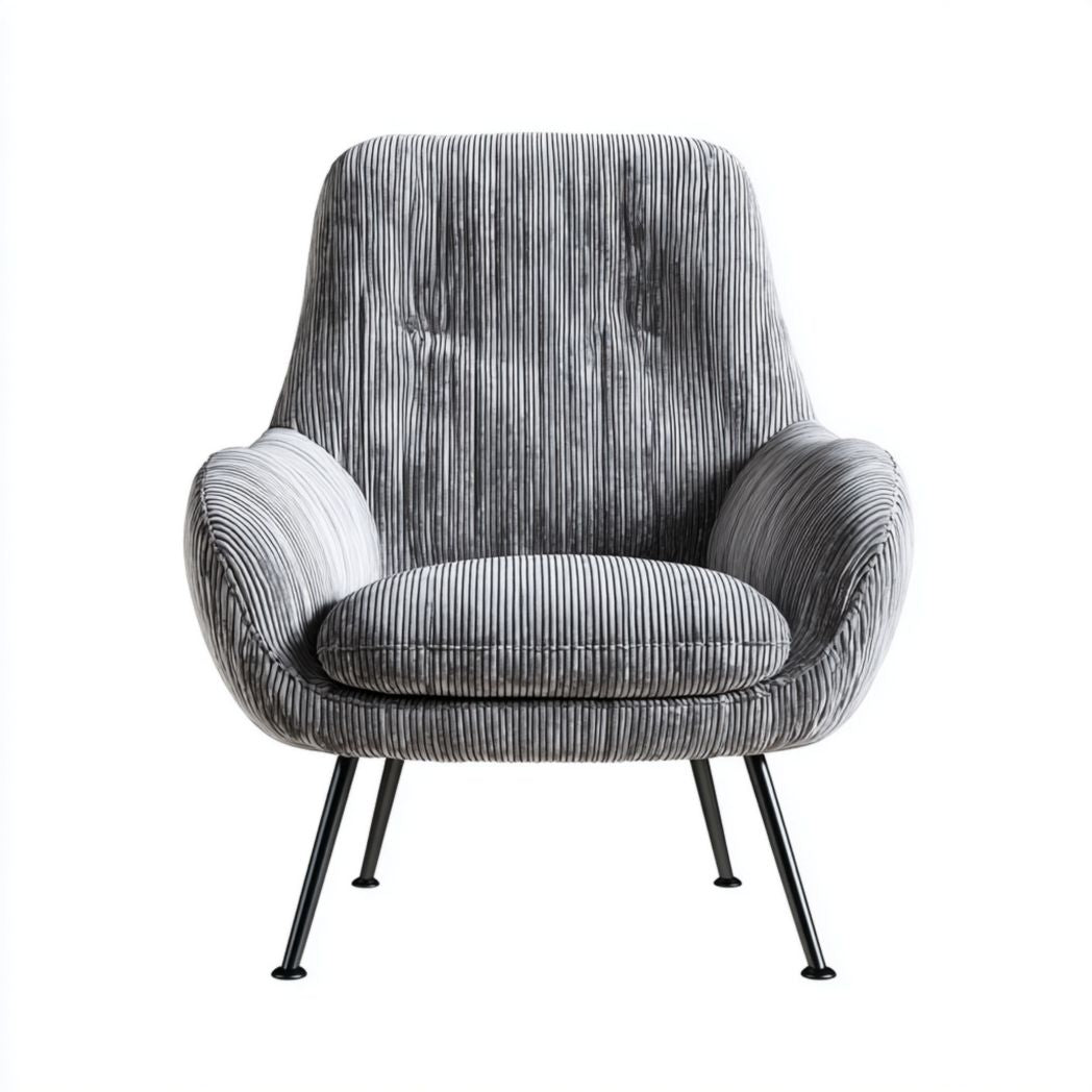 Beige fauteuil met houten poten en gestikt rugleuningontwerp 80 x 80 x 90cm